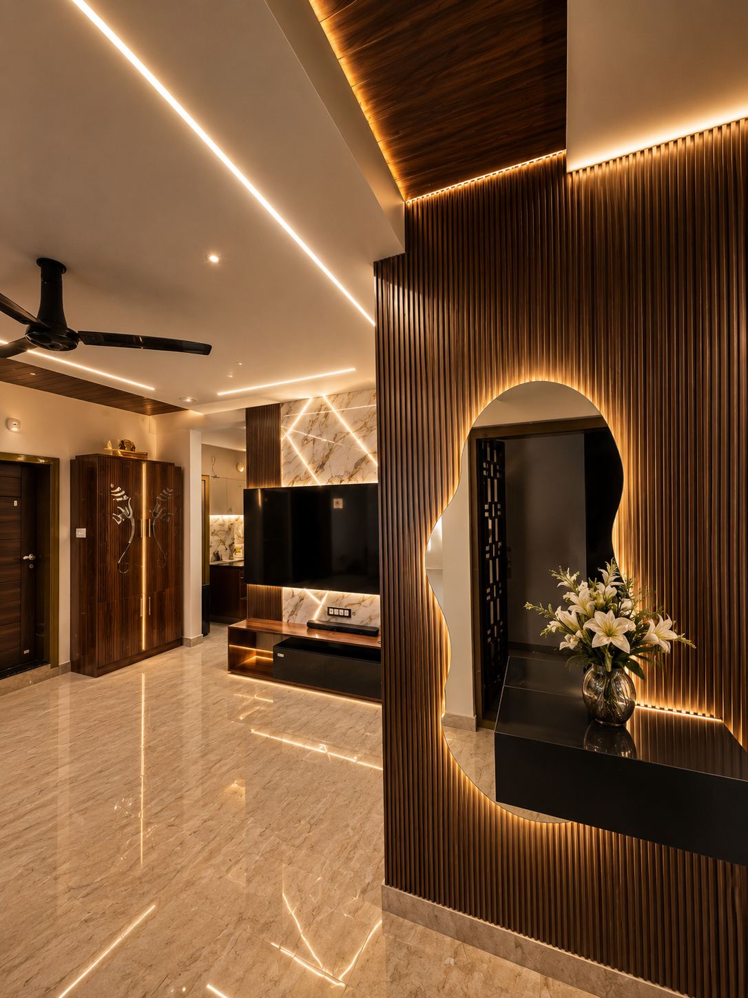 Foyer and mirror unit