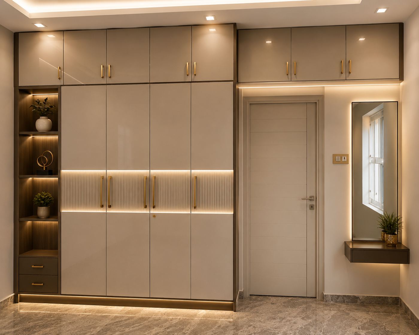 Wardrobe with mirror console